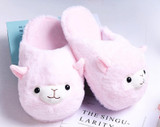 Cute Alpaca Home Women Fur Slippers Winter Warm Plush Furry Slippers