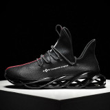 Men's Running Shoes Waterproof Leather Sneakers Unique Blade Sole High-quality Cushioning Outdoor Athletic Jogging Sport Shoes