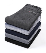Brand Men's winter Fleece Fluff Thicken warm Casual Pants men Business Straight Elastic Thick Plaid cotton gray trousers male