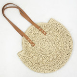 Hand-woven Round Woman's Shoulder Bag Handbag Bohemian Summer Straw Beach Bag Travel Shopping Female Tote Wicker Bags