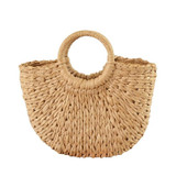 New Handmade Semicircle Women Handbag Summer Woven Beach Bag Female Bohemia Straw Bag Fashion Knitted Round Handle Vacation Tote
