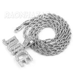 Iced Gold / Silver Buddha Pendant w/ 5mm Franco Chain / JUICE Pendant w/ 4mm Rope Chain Set Iced Gold / Silver Buddha Pendant w/ 5mm Franco Chain / JUICE Pendant w/ 4mm Rope Chain Set