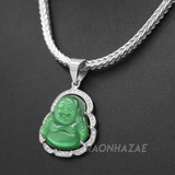 Iced Gold / Silver Buddha Pendant w/ 5mm Franco Chain / MUSICAL NOTE Pendant w/ 4mm Rope Chain Set