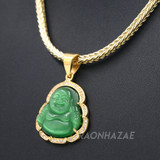 Iced Gold / Silver Buddha Pendant w/ 5mm Franco Chain / MUSICAL NOTE Pendant w/ 4mm Rope Chain Set