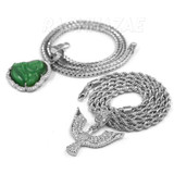 Iced Gold / Silver Buddha Pendant w/ 5mm Franco Chain / EGYPTIAN IBIS Pendant w/ 4mm Rope Chain Set