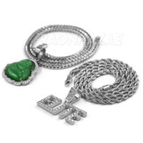 Iced Gold / Silver Buddha Pendant w/ 5mm Franco Chain / ELITE Pendant w/ 4mm Rope Chain Set Iced Gold / Silver Buddha Pendant w/ 5mm Franco Chain / ELITE Pendant w/ 4mm Rope Chain Set