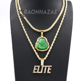 Iced Gold / Silver Buddha Pendant w/ 5mm Franco Chain / ELITE Pendant w/ 4mm Rope Chain Set Iced Gold / Silver Buddha Pendant w/ 5mm Franco Chain / ELITE Pendant w/ 4mm Rope Chain Set