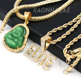 Iced Gold / Silver Buddha Pendant w/ 5mm Franco Chain / ELITE Pendant w/ 4mm Rope Chain Set Iced Gold / Silver Buddha Pendant w/ 5mm Franco Chain / ELITE Pendant w/ 4mm Rope Chain Set