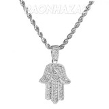 Iced Gold / Silver Buddha Pendant w/ 5mm Franco Chain / Hands of Hamsa w/ 4mm Rope Chain Set