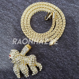 MENS ICED GOLD PLATED KING KONG GORILLA PENDANT 4mm ROPE / FRANCO CHAIN