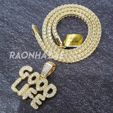 MENS ICED GOLD BUBBLE GOOD LIFE PENDANT 4mm ROPE / FRANCO CHAIN NECKLACE