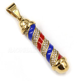 316L Stainless Blinged Out Barber Shop Chop Chop Pendant w 4mm Miami Cuban Chain