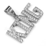 316L Stainless Blinged Out King Lettering Pendant w/ 4mm Miami Cuba Chain