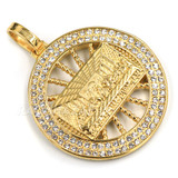316L Stainless Steel Medallion Last Supper Christ Pendant w/4mm Miami Cuba Chain