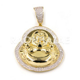 New Lab diamond Micro Pave JUMBO Laughing Buddha Pendant.