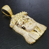 New Lab diamond Micro Pave JUMBO Jesus Face Pendant.