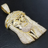 New Lab diamond Micro Pave JUMBO Jesus Face Pendant.