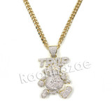 Hiphop Mafia TRAP Music 100 Brass Pendant W/ 5mm 18-30 inches Cuban Chain