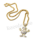 Hiphop Gangster Emoji Brass Pendant W/ 5mm 18-30 inches Cuban Chain