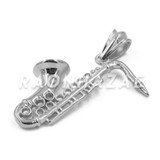 Stainless Steel Silver Saxophone Pendant w/Cuban Chain Stainless Steel Silver Saxophone Pendant w/Cuban Chain