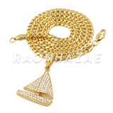 Stainless Steel Gold Sailing "Lil" Yacht Pendant w/Cuban Chain Stainless Steel Gold Sailing "Lil" Yacht Pendant w/Cuban Chain