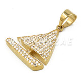 Stainless Steel Gold Sailing "Lil" Yacht Pendant w/Cuban Chain Stainless Steel Gold Sailing "Lil" Yacht Pendant w/Cuban Chain