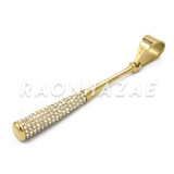Stainless Steel Gold Baseball "Bomber" Bat Pendant w/Cuban Chain