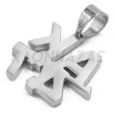 Stainless Steel Silver AK-47 Lettered Pendant w/ 5mm Miami Cuban Chain