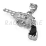 Stainless Steel Silver Pistol Hand Gun Pendant w/ 5mm Miami Cuban Chain Stainless Steel Silver Pistol Hand Gun Pendant w/ 5mm Miami Cuban Chain