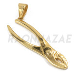 Stainless Steel Gold Pliers Pendant w/ 5mm Miami Cuban Chain