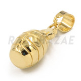 Stainless Steel Gold Grenade Pendant w/ 5mm Miami Cuban Chain