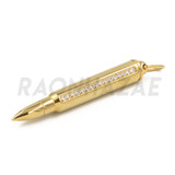 Stainless Steel Gold AK-47 Bullet Pendant w/ 5mm Miami Cuban Chain