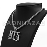 K-pop BTS Bangtan Boys Army Korean Lettered Pendant w/4mm 18" Franco Chain S K-pop BTS Bangtan Boys Army Korean Lettered Pendant w/4mm 18" Franco Chain S