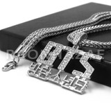 K-pop BTS Bangtan Boys Army Korean Lettered Pendant w/4mm 18" Franco Chain S K-pop BTS Bangtan Boys Army Korean Lettered Pendant w/4mm 18" Franco Chain S
