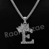 King Crown E Initial Pendant Necklace Set (Silver). King Crown E Initial Pendant Necklace Set (Silver).