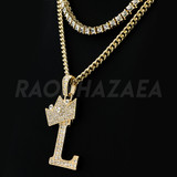 Crown L Initial Pendant Necklace Set