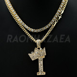 Crown I Initial Pendant Necklace Set
