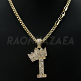 Crown I Initial Pendant Necklace Set