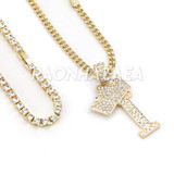 Crown I Initial Pendant Necklace Set