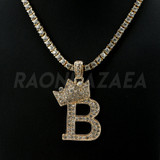 Crown B Initial Pendant Necklace Set Crown B Initial Pendant Necklace Set