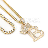Crown B Initial Pendant Necklace Set Crown B Initial Pendant Necklace Set