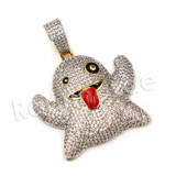 14K PT Gold SNAPCHAT GHOST Pendant W/5mm 24" 30" Cuban Chain 14K PT Gold SNAPCHAT GHOST Pendant W/5mm 24" 30" Cuban Chain