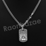 14K PT Gold BIG DIAMOND DOGTAG Pendant W/5mm 24" 30" Cuban Chain 14K PT Gold BIG DIAMOND DOGTAG Pendant W/5mm 24" 30" Cuban Chain