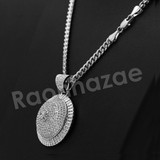 14K Pt Gold Round CLASSIC SPINNING DISCO DANCER Pendant W/5mm 24" 30" Cuban Chain