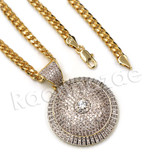 14K Pt Gold Round CLASSIC SPINNING DISCO DANCER Pendant W/5mm 24" 30" Cuban Chain