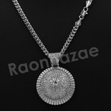 14K Pt Gold Round CLASSIC SPINNING DISCO DANCER Pendant W/5mm 24" 30" Cuban Chain