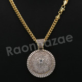 14K Pt Gold Round CLASSIC SPINNING DISCO DANCER Pendant W/5mm 24" 30" Cuban Chain