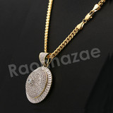 14K Pt Gold Round CLASSIC SPINNING DISCO DANCER Pendant W/5mm 24" 30" Cuban Chain
