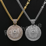 14K Pt Gold Round CLASSIC SPINNING DISCO DANCER Pendant W/5mm 24" 30" Cuban Chain