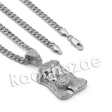 Lab diamond Micro Pave Jesus Face w/ Miami Cuban Chain BR116